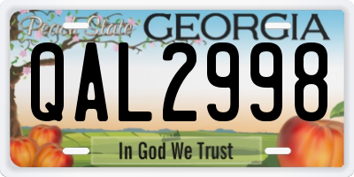 GA license plate QAL2998