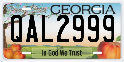 GA license plate QAL2999