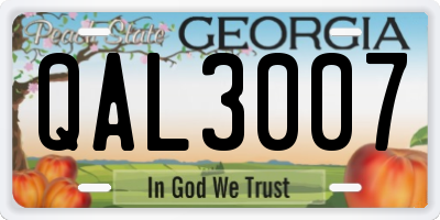 GA license plate QAL3007