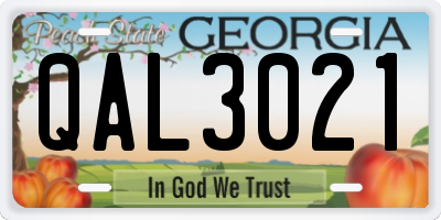 GA license plate QAL3021