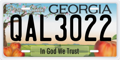 GA license plate QAL3022
