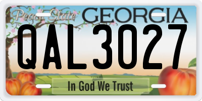 GA license plate QAL3027