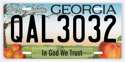 GA license plate QAL3032
