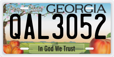 GA license plate QAL3052