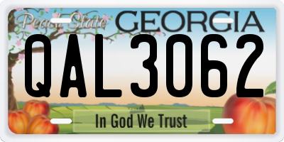 GA license plate QAL3062