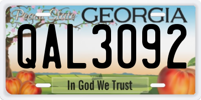 GA license plate QAL3092