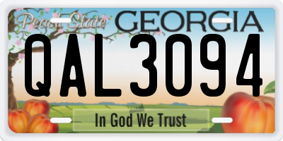 GA license plate QAL3094