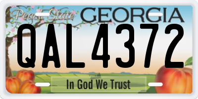 GA license plate QAL4372