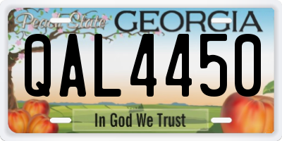 GA license plate QAL4450