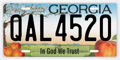 GA license plate QAL4520