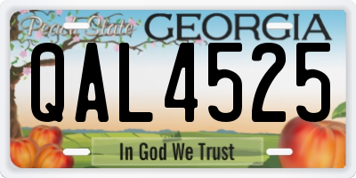 GA license plate QAL4525