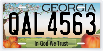 GA license plate QAL4563
