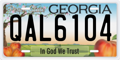 GA license plate QAL6104
