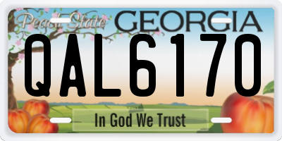 GA license plate QAL6170