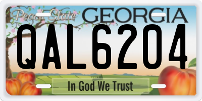 GA license plate QAL6204