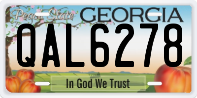 GA license plate QAL6278