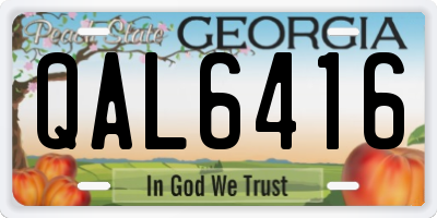 GA license plate QAL6416