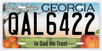 GA license plate QAL6422