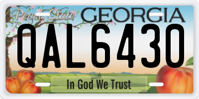 GA license plate QAL6430