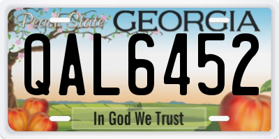 GA license plate QAL6452