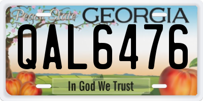 GA license plate QAL6476