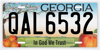 GA license plate QAL6532