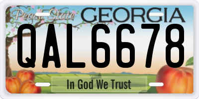 GA license plate QAL6678