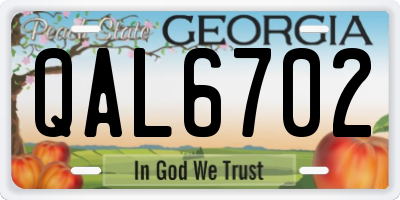 GA license plate QAL6702