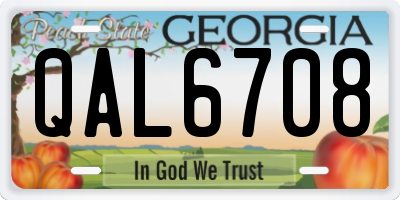 GA license plate QAL6708