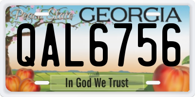 GA license plate QAL6756