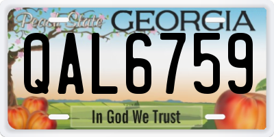 GA license plate QAL6759