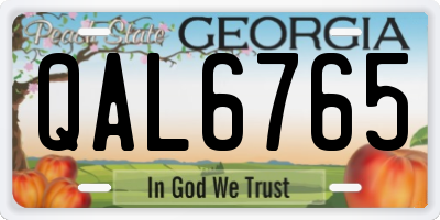 GA license plate QAL6765