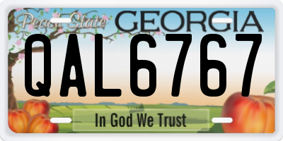 GA license plate QAL6767