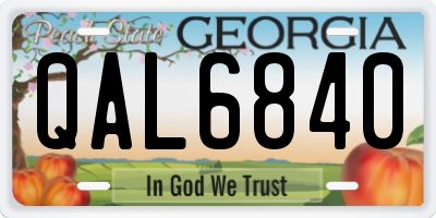 GA license plate QAL6840