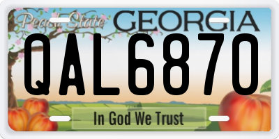 GA license plate QAL6870