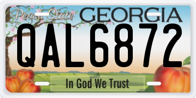 GA license plate QAL6872