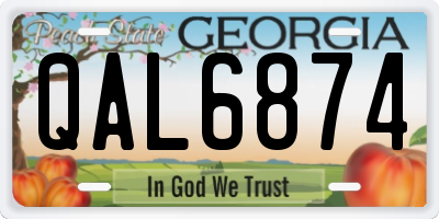 GA license plate QAL6874