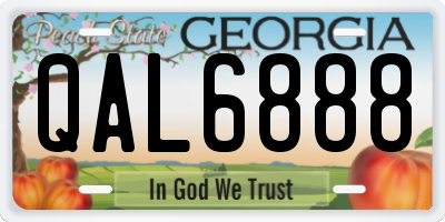 GA license plate QAL6888