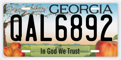 GA license plate QAL6892