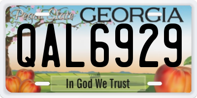 GA license plate QAL6929