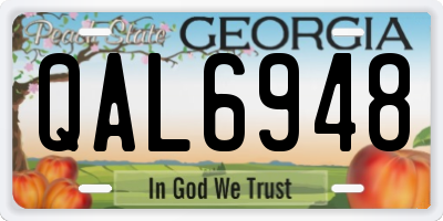 GA license plate QAL6948