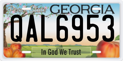 GA license plate QAL6953