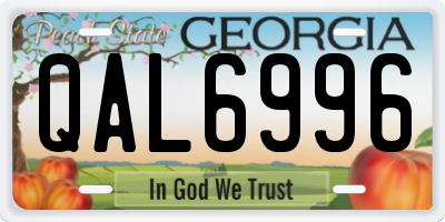 GA license plate QAL6996