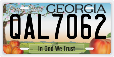 GA license plate QAL7062