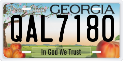 GA license plate QAL7180