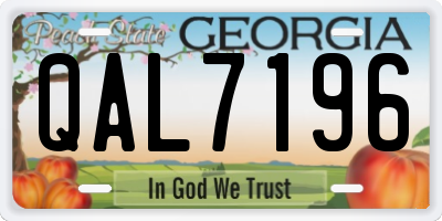 GA license plate QAL7196