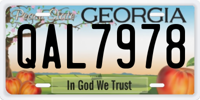 GA license plate QAL7978