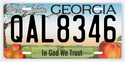 GA license plate QAL8346