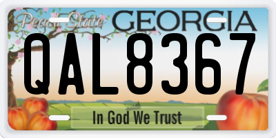 GA license plate QAL8367
