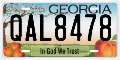 GA license plate QAL8478
